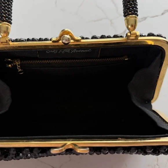 Beautiful Vintage 60’s Saks 5th Avenue Black Beaded Handbag Excellent condition - Picture 7 of 7